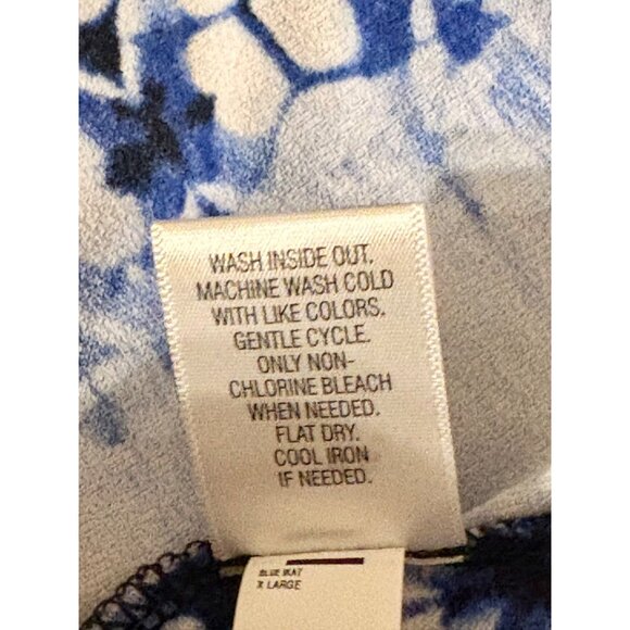 Blue & White Sleeveless Dana Buchman Women's Top XL Geometric Asymmetrical Hem - Picture 4 of 5